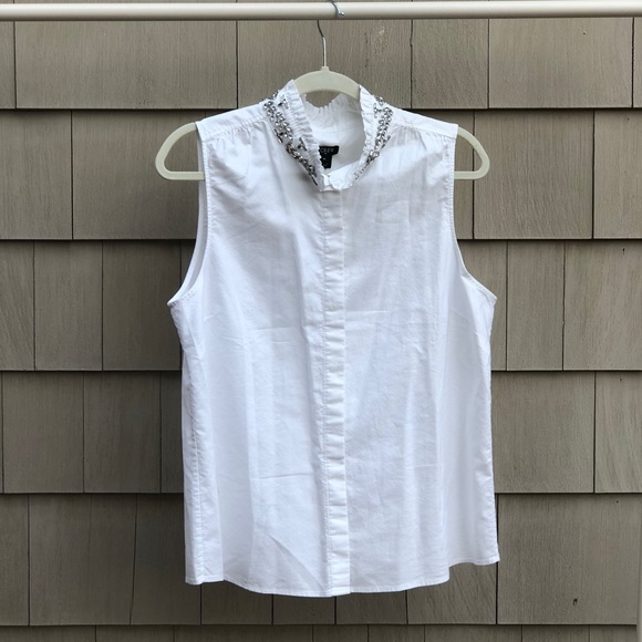 J. Crew Tops - J.Crew Embellished Collar Sleeveless Blouse